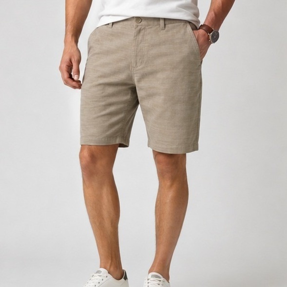 Hang Ten Mens Hybrid Shorts Khaki Tan Stretch Size 32 Golf Casual Beach